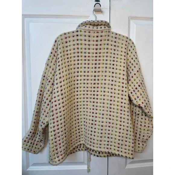 Las Americas 100% Wool Confetti Knit Button Cardigan Jacket Made in Ecuador - Picture 5 of 10